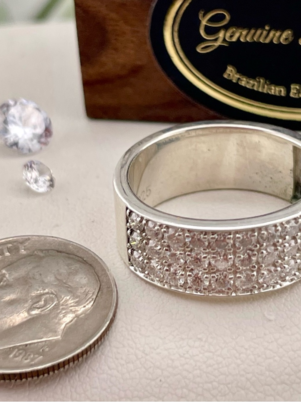 1.35ct Diamond Ring band 925 Sterling Silver. Wide band - Picture 5 of 12